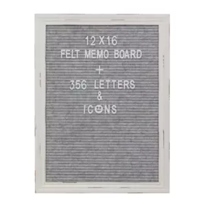 Stonebriar Collection Gray Felt Memo Board with White Wash Wooden Frame