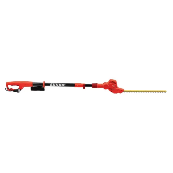 Sun Joe 18 in. 3.8 Amp Electric Telescoping Pole Hedge Trimmer, Red