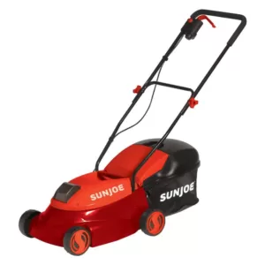 Sun Joe 14 in. 28-Volt Cordless Walk-Behind Push Mower Kit with 5.0 Ah Battery + Charger, Red