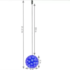 Sunnydaze Decor 5 in. Indoor/Outdoor Blue Colored Lighted Ball Hanging Décor