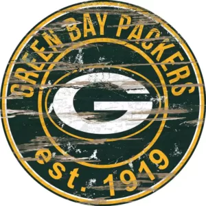 Adventure Furniture 24" NFL Green Bay Packers Round Distressed Sign