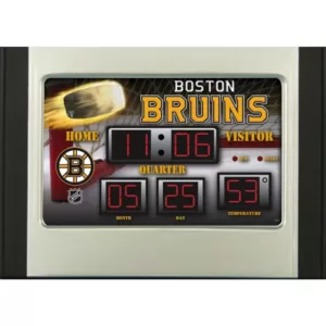 Team Sports America Boston Bruins 6.5 in. x 9 in. Scoreboard Alarm Clock with Temperature