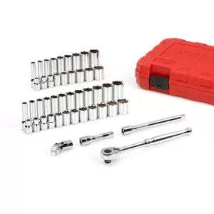 TEKTON 3/8 in. Drive 6-Point Socket and Ratchet Set (47-Piece) (5/16 in. - 3/4 in., 8 mm - 19 mm)