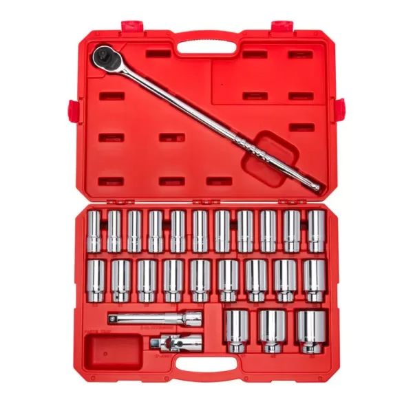 TEKTON 3/4 in. Drive Deep 6-Point Socket and Ratchet Set 19 mm to 50 mm (27-Piece)