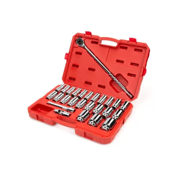 TEKTON 3/4 in. Drive Deep 6-Point Socket and Ratchet Set 19 mm to 50 mm (27-Piece)