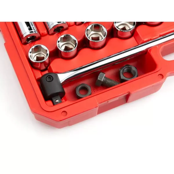 TEKTON 3/16 in. to 3/4 in., 1/4 in. and 3/8 in. Drive 6-Point Socket and Ratchet Set (45-Piece) (5 mm to 19 mm)