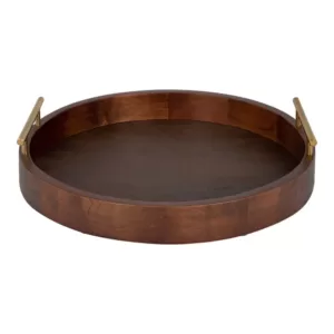 Kate and Laurel Lipton 18 in. x 3 in. x 18 in. Walnut Brown Decorative Tray