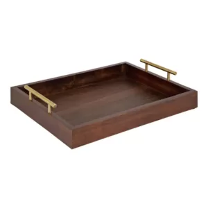 Kate and Laurel Lipton 16 in. x 12 in. Walnut Brown Rectangle Decorative Tray