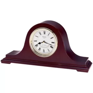 Bulova Bent Wood Case with Walnut Mantel Chime Clock
