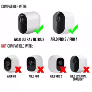 Wasserstein Arlo Ultra/Ultra 2 and Pro 3/Pro 4 Indoor Outdoor Magnetic Wall Mount, Extra Flexibility for Your Camera (2-Pack, Black)