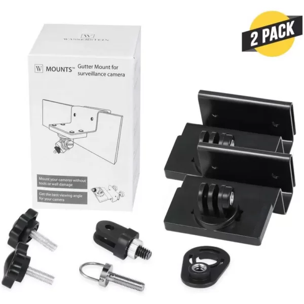 Wasserstein Weatherproof Gutter Mount for Blink Outdoor, Blink XT and Blink XT2 Camera with Universal Screw Adapter (2-Pack, Black)