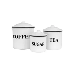 3R Studios 3-Piece Metal Canister Set with Labels