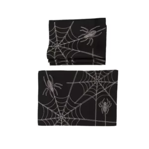 Xia Home Fashions 0.1 in. H x 20 in. W x 14 in. D Happy Halloween Double Layer Placemats in Black (Set of 4)