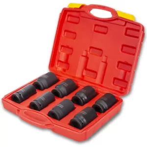 XtremepowerUS 3/4 in. Drive Deep Impact Socket Set Jumbo Assortment Metric Sizes (26 to 38 mm) with Carrying Case (8-Piece)