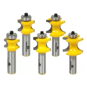Yonico Bullnose 1/2 in. Shank Carbide Tipped Router Bit Set (5-Piece)