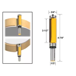 Yonico Top and Bottom Bearing Flush Trim 2-1/2 in. L 1/2 in. Shank Carbide Tipped Router Bit