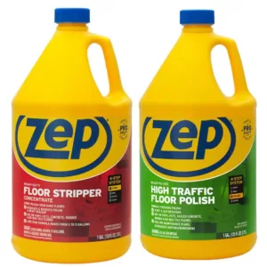 ZEP 128 oz. High-Traffic Floor Polish with Heavy-Duty Floor Stripper 128 oz. (2-Pack Combo)