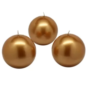 Zest Candle 3 in. Metallic Gold Ball Candles (6-Box)
